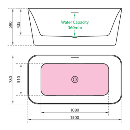 Charlotte Edwards Leda | Freestanding Double ended Bath - 1500mm