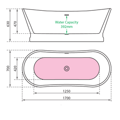 Charlotte Edwards Jupiter | Freestanding Double ended Bath - 1700mm