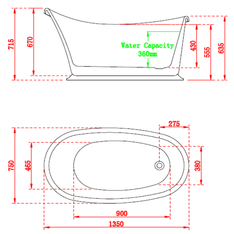 Charlotte Edwards Ersa | Freestanding Slipper Double ended Bath - 1500mm