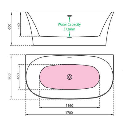 Charlotte Edwards Carme | Freestanding Back to Wall bath - 1700mm