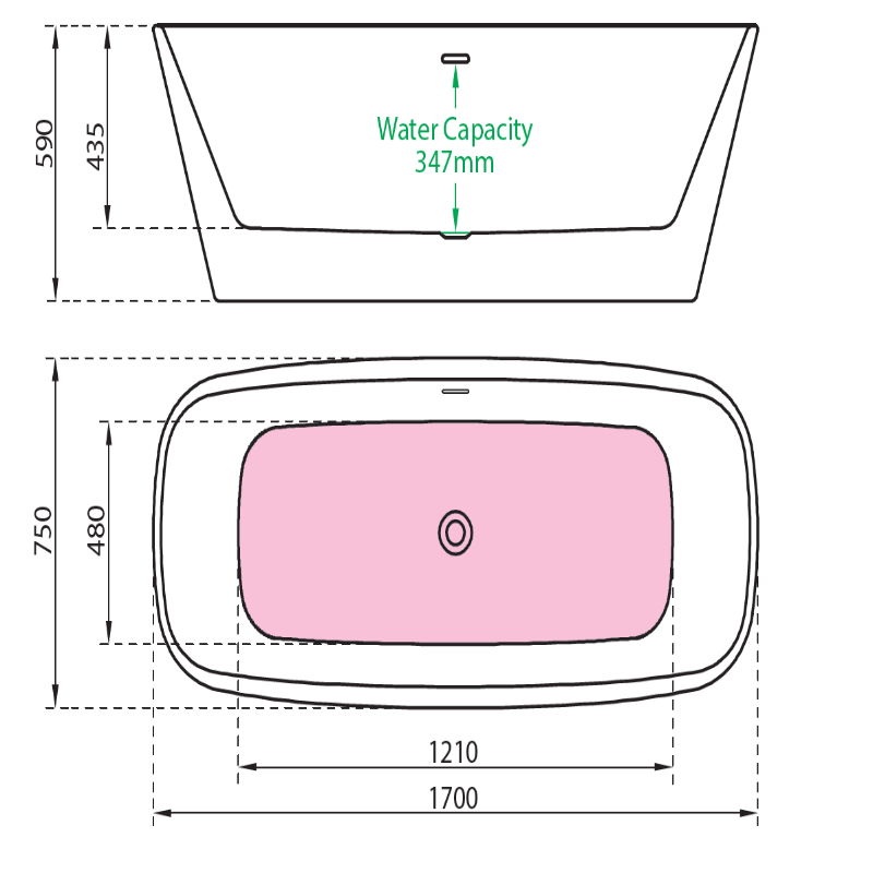 Charlotte Edwards Mimas | Freestanding Double ended Bath - 1700mm