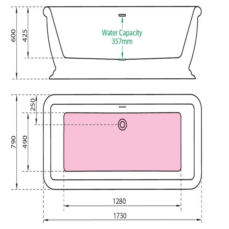 Charlotte Edwards Henley | Freestanding Double ended Bath - 1730mm