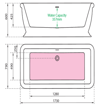 Charlotte Edwards Henley | Freestanding Double ended Bath - 1730mm