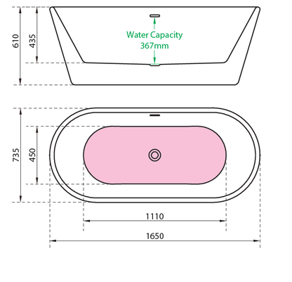 Charlotte Edwards Grosvenor | Freestanding Double ended Bath - 1650mm