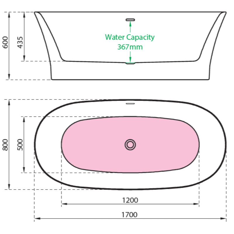 Charlotte Edwards Luna | Freestanding Double ended Bath - 1720mm