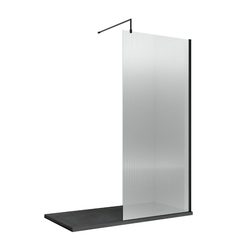 1000mm Fluted Wetroom Screen with Support Bar Brushed Brass - Soak & Luxproduct_vendor#Matt BlackHR-WRFL19510BPMatt Black#