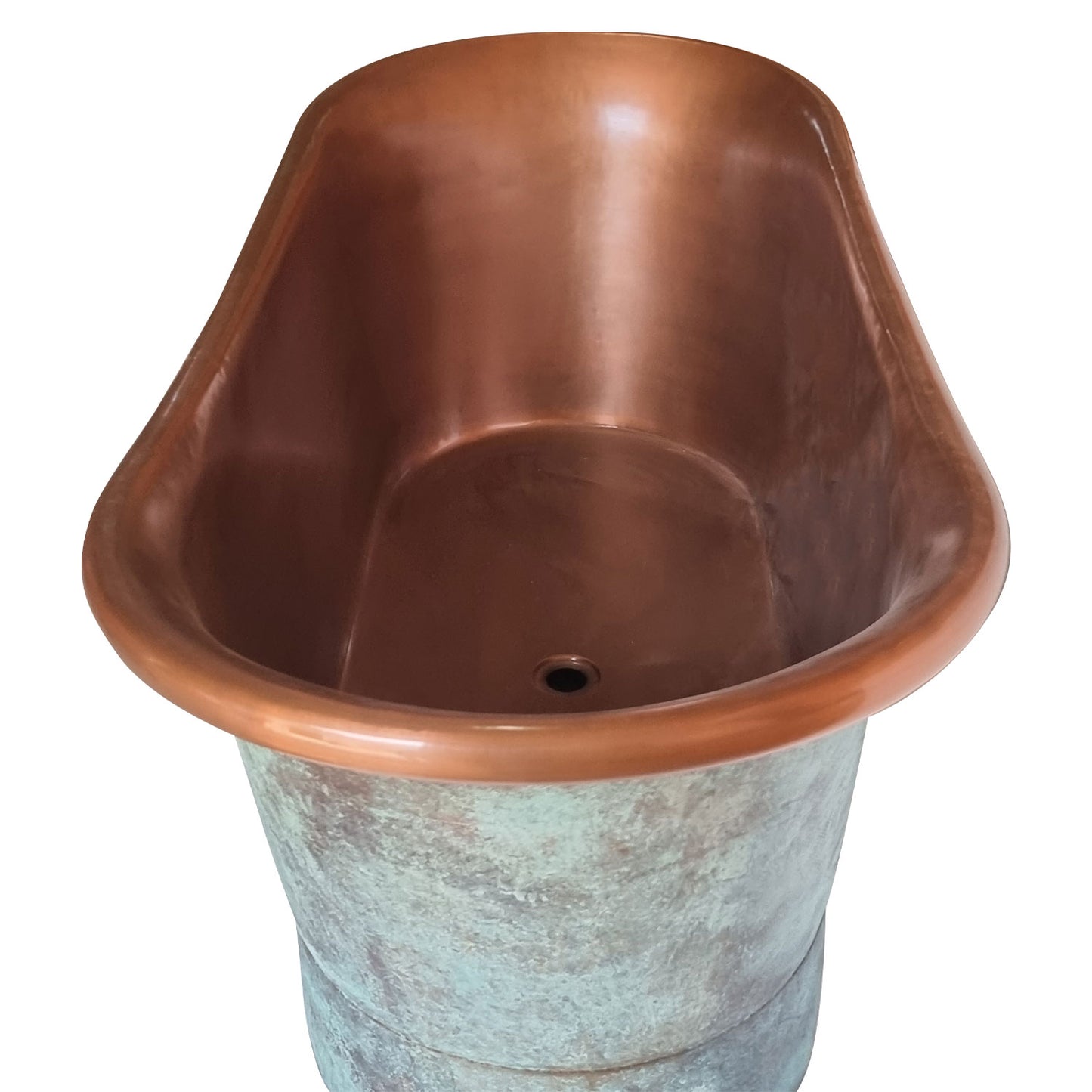 Copper Bathtub Copper Interior & Blue Green Patina Exterior Finish