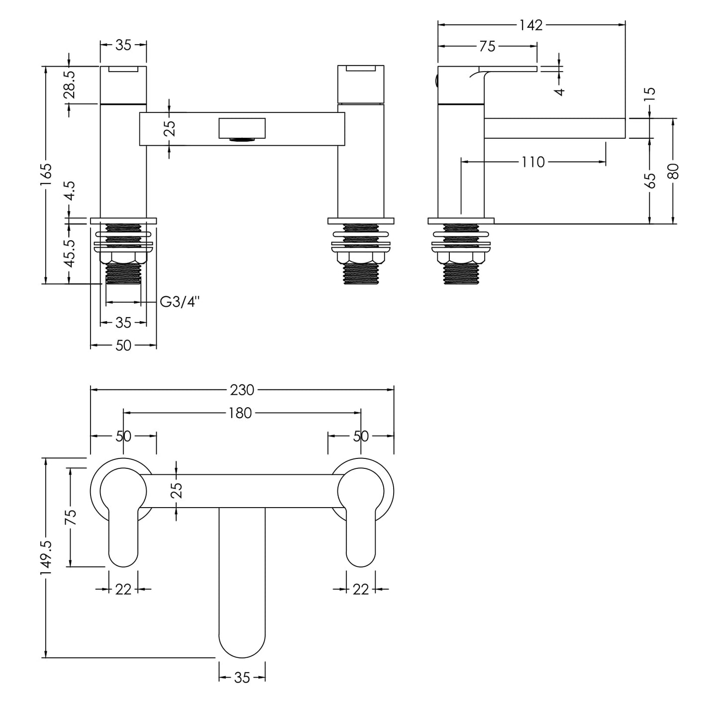 Arvan Deck Mounted Bath Filler