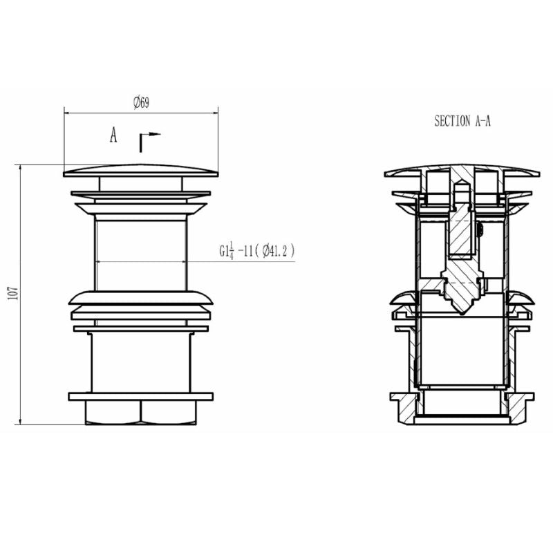 Basin Wastes Push Down (Unslotted)