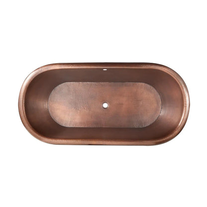 Hammered Antique Finish Pedestal Copper Bathtub