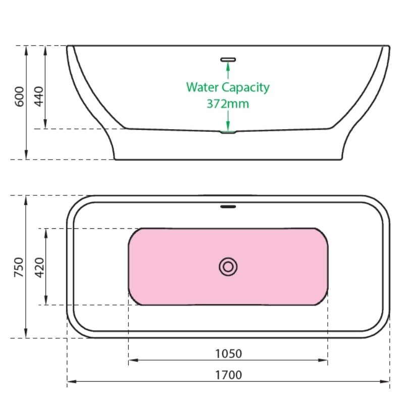 Charlotte Edwards Thebe | Freestanding Double ended Bath - 1700mm