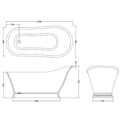 Bc Designs Cian | Freestanding Slipper 1600mm