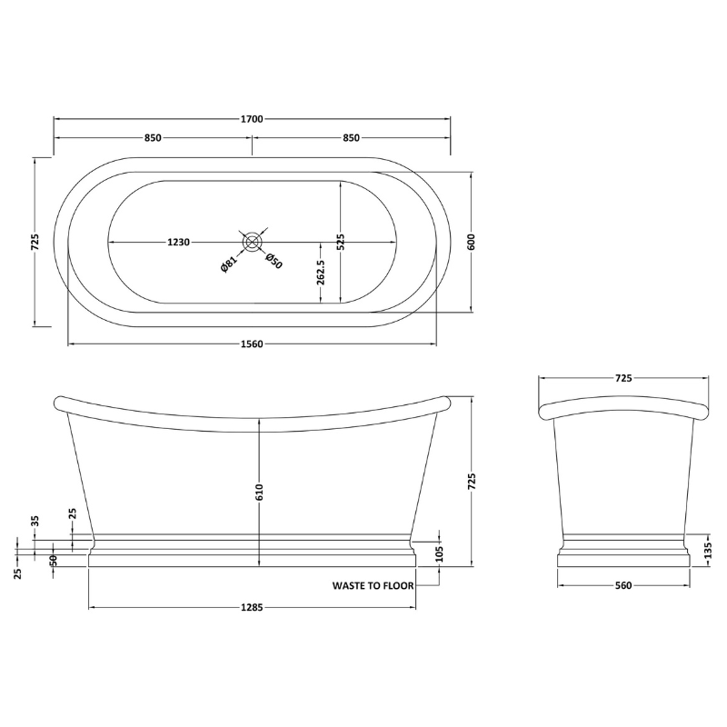 Bc Designs Copper & Patinata Blue | Freestanding Boat Bath - 1500mm/1700mm