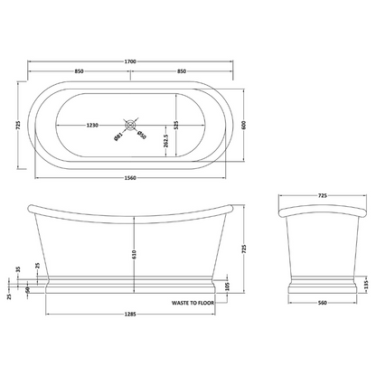 Bc Designs Copper & Patinata Blue | Freestanding Boat Bath - 1500mm/1700mm