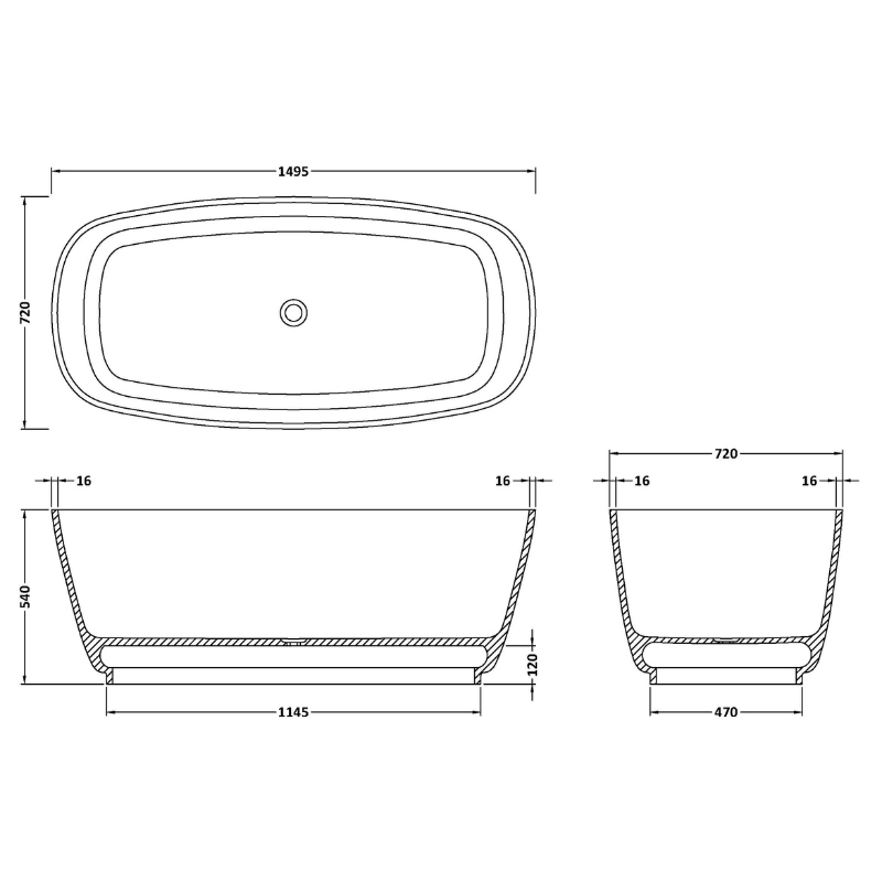 Bc Designs Divita Compact | Square Freestanding Bath - 1495mm