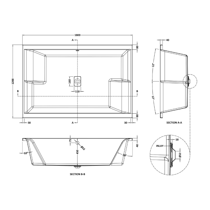 Nuie Double Ended Inset | Freestanding Spa Bath tub