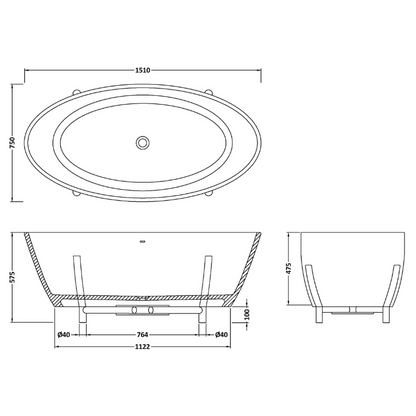 Bc Designs Essex | Round Freestanding Bath with Leg Stand - 1510mm