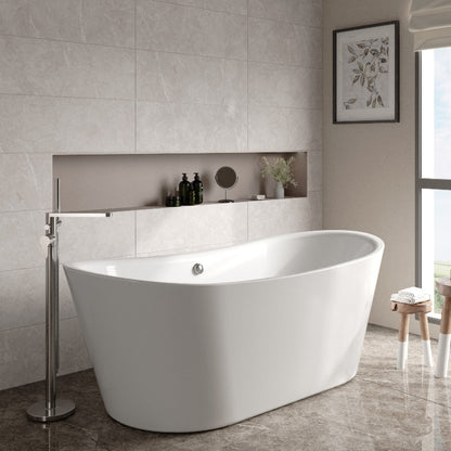 Nuie Freestanding Double Ended Boat Bath Tub - 1550mm