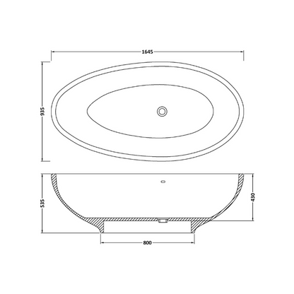 Bc Designs Gio Minimalist | Egg Shaped Freestanding Bath 1645mm