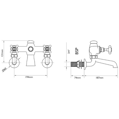 Hurlingham Wall Mounted Bath Filler Chrome