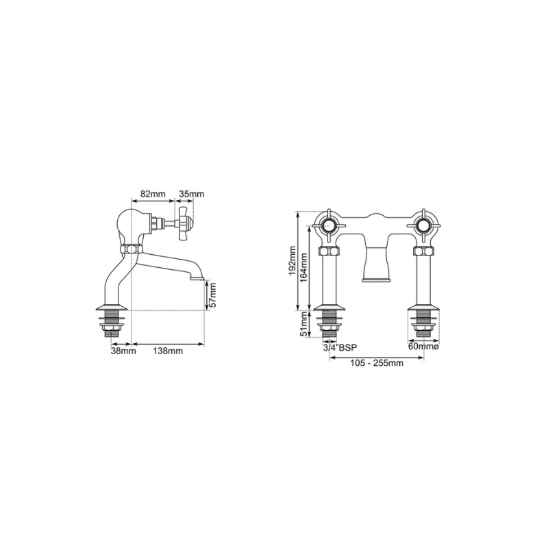 Hurlingham Wall Mounted Bath Filler