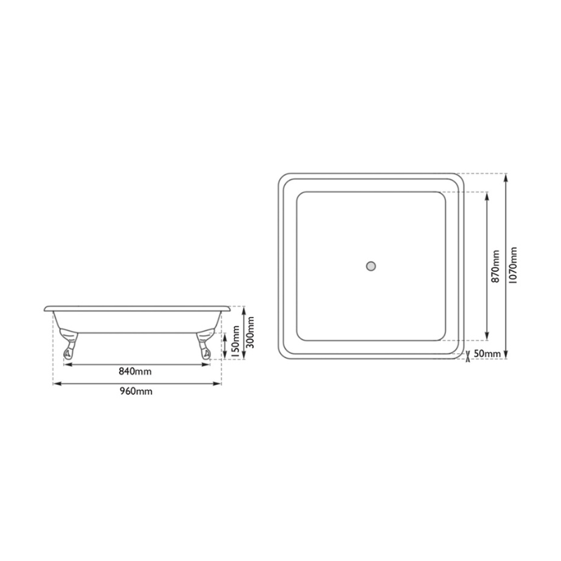 Hurlingham Chatterton Shower Tray - 910mm/1070mm