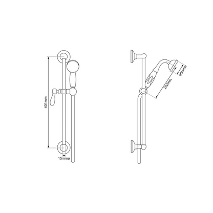 Hurlingham Nickel Handshower On Slider Rail