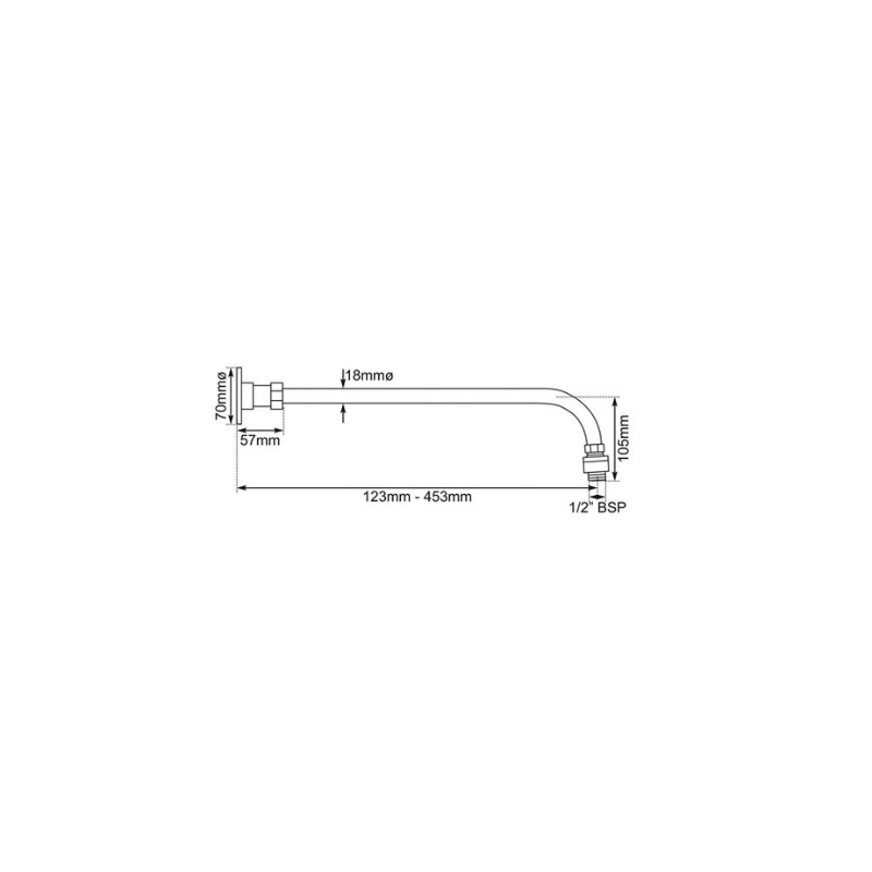 Hurlingham Nickel Shower Arm