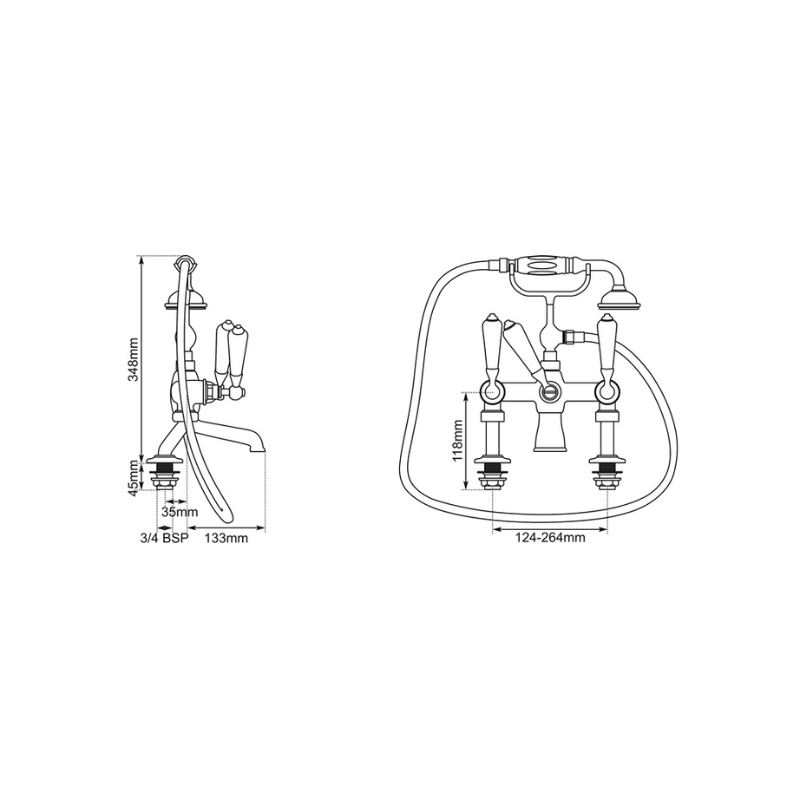 Hurlingham Bath Mixer Taps With Cranked Legs