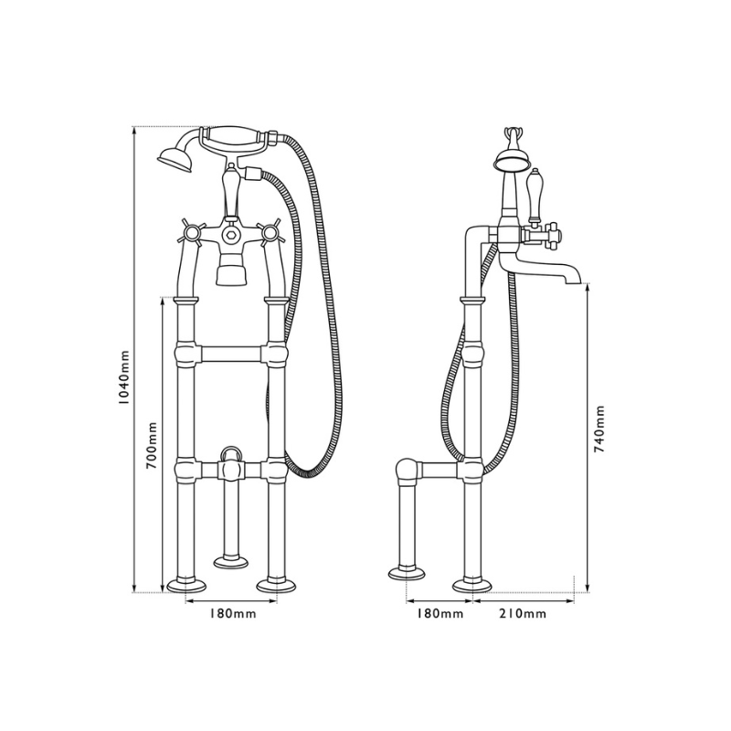 Hurlingham Freestanding Bath Mixer Taps With Tap Stand & Support