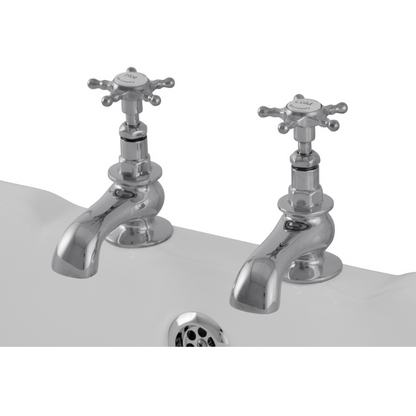 Hurlingham Pair Of Deck Mounted Bath Taps Brass