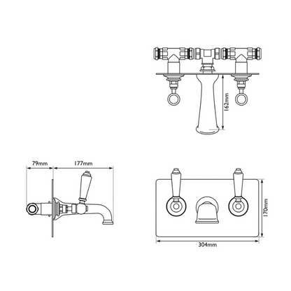 Hurlingham Wall Mounted Bath Filler With Concealing Plate Chrome