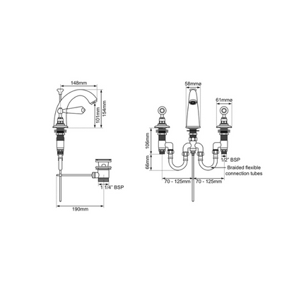 Hurlingham Classical Spout Basin Mixer Taps