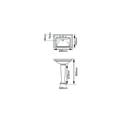 Hurlingham Chichester Wash Pedestal Basin Medium