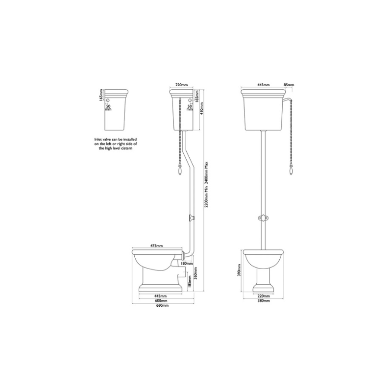 Hurlingham Hampton High Level Traditional Toilet - WC, Cistern & Pan