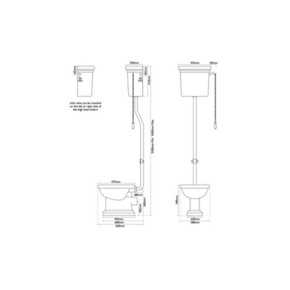 Hurlingham Hampton High Level Traditional Toilet - WC, Cistern & Pan