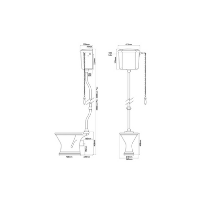 Hurlingham Highgate High Level Traditional Toilet - WC, Cistern & Pan