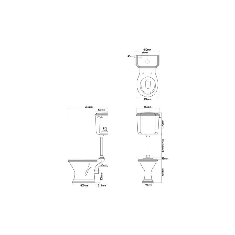 Hurlingham Highgate Low Level Traditional Toilet - WC, Cistern & Pan