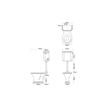 Hurlingham Highgate Low Level Traditional Toilet - WC, Cistern & Pan