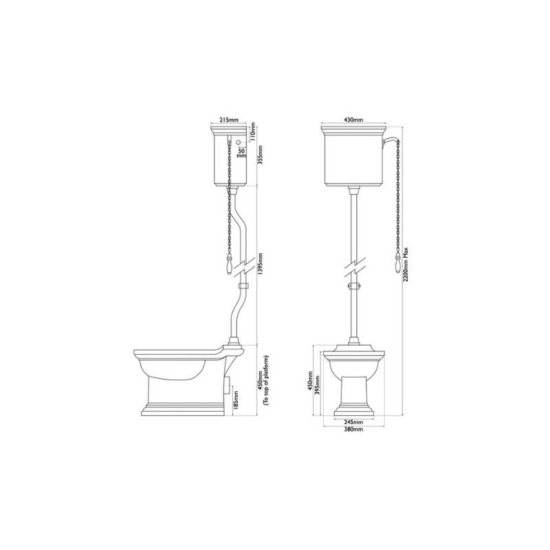 Hurlingham Chichester High Level Traditional Toilet - WC, Cistern & Pan