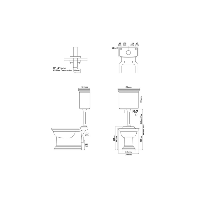 Hurlingham Chichester Low Level Traditional Toilet - WC, Cistern & Pan