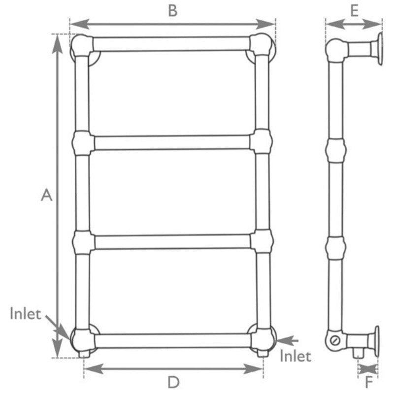 Hurlingham Bassingham Copper Towel Rail - 770mm x 500mm