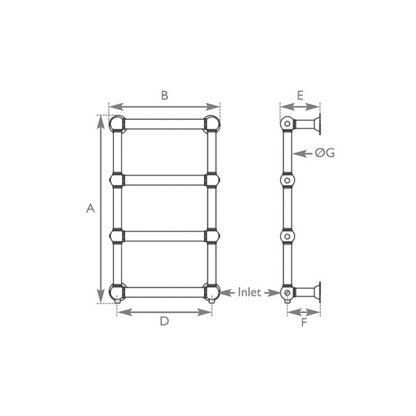 Hurlingham Colossus Wall Mounted Chrome Towel Rail - 1000mm x 600mm