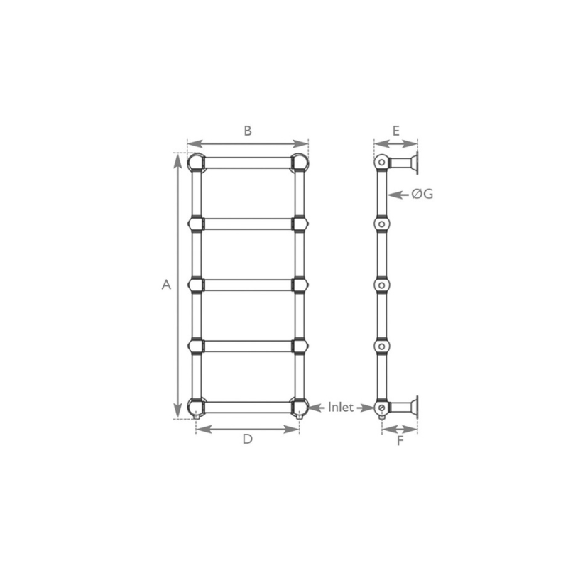 Hurlingham Colossus Wall Mounted Chrome Towel Rail - 1300mm x 600mm