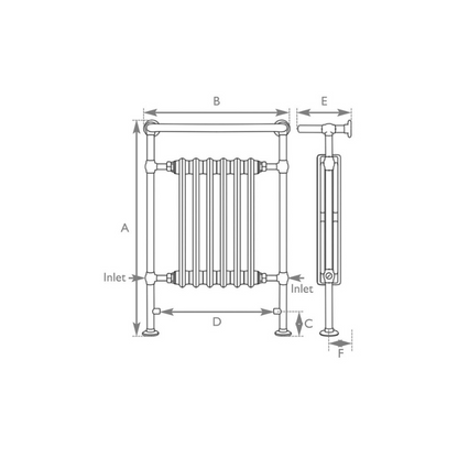 Hurlingham Broughton Towel Rail With Painted Cast Iron Insert - Copper