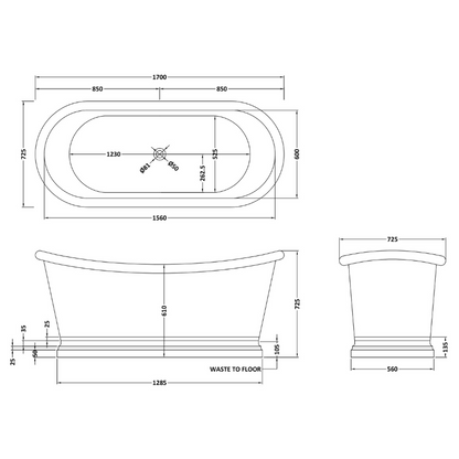 Bc Designs Tin | Freestanding Boat Bath - 1500mm/1700mm