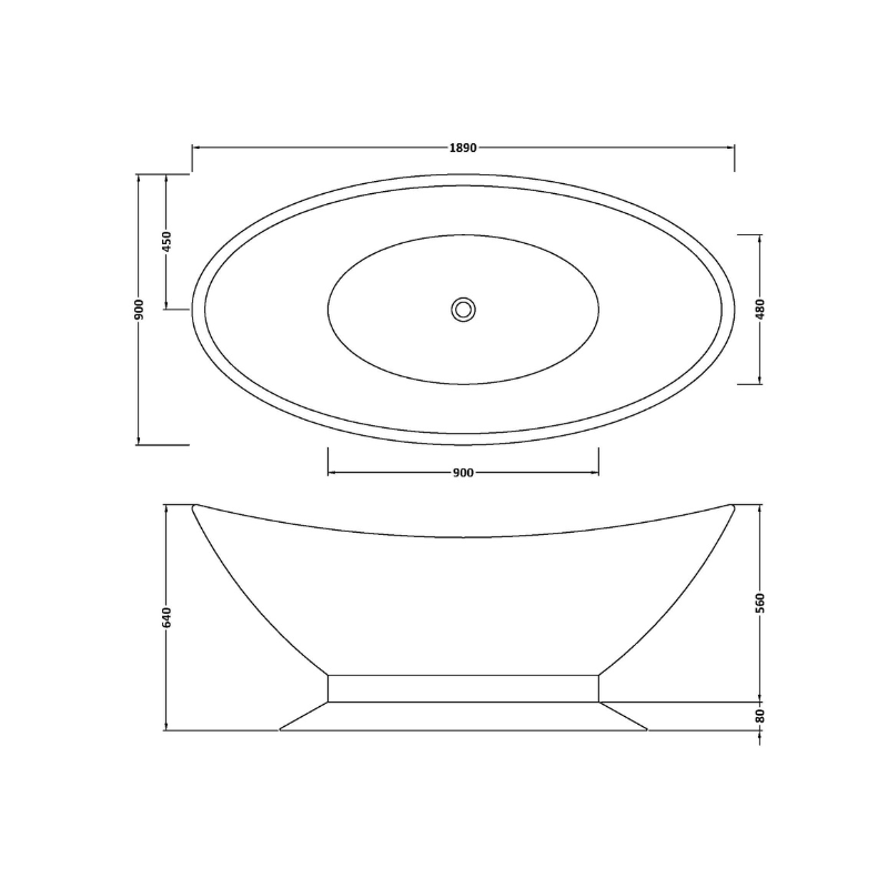 Bc Designs Kurv | Freestanding Curved Freestanding Bath 1890mm x 900mm - No Waste