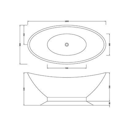 Bc Designs Kurv | Freestanding Curved Freestanding Bath 1890mm x 900mm - No Waste