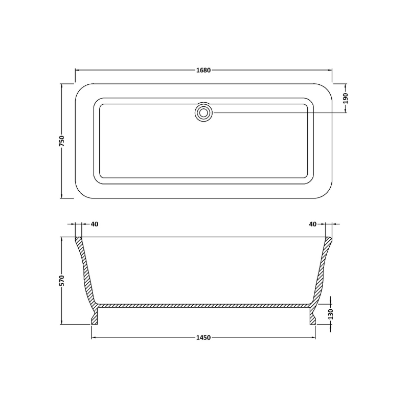 Bc Designs Magnus | Square Freestanding Bath with Plinth & Overflow - 1680mm