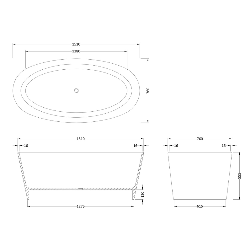 Hudson Reed Oval | Freestanding Bath & Push Button Waste